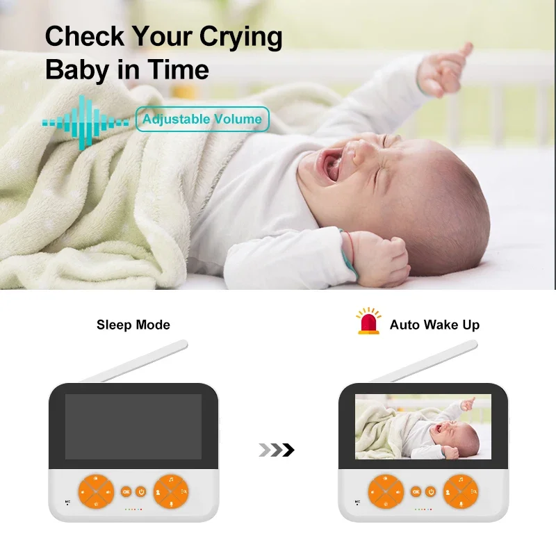 

New Baby Monitor 5 Inch 2.4G Wireless Connection Baby Camera Scheduled Feeding Temperature Monitoring Infrared Soothing Music
