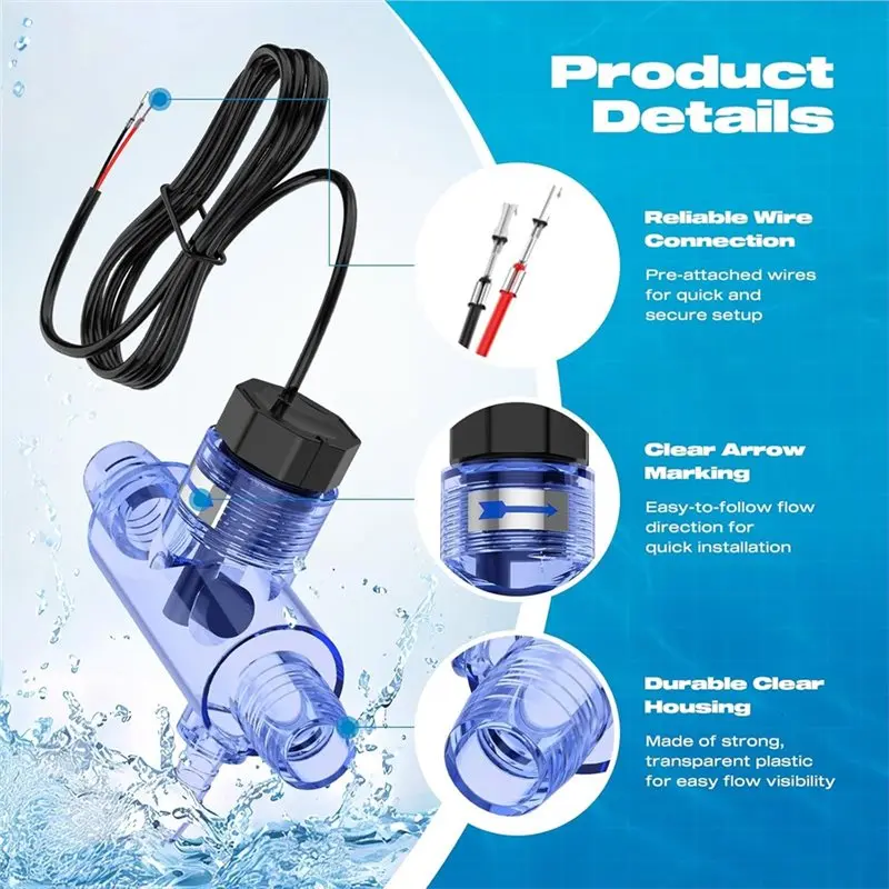 [NEW!A47U】 Replacement Flow Switch For Sundance& For Jacuzzi Spa Hot Tub- Includes Transparent Tee And 2-Pin Plug, Fits
