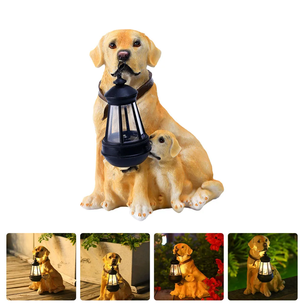 

Adorable Dog Statue Solar Lamp Outdoor Garden Decor Resin Animal Ornament Unique Creative Night Light for Patio Yard Landscape