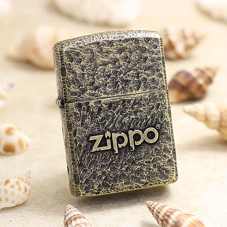 

Genuine Zippo oil lighter copper windproof old crater Kerosene lighters Gift with anti-counterfeiting code