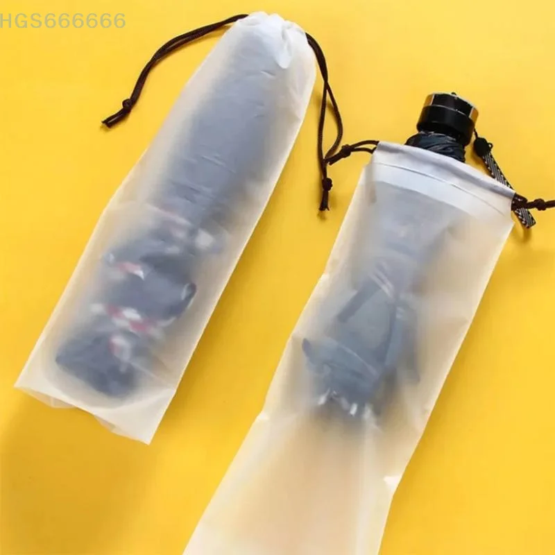 

Waterproof Umbrella Storage Bag Translucent Plastic Anti-dirty Reusable Portable Drawstring Home Storage Bag for Umbrellas