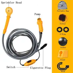 12V Electric Car Plug Outdoor Camper Caravan Van Camping Travel Shower Car Caravan Hiking Travel Shower Pump Pipe Kit