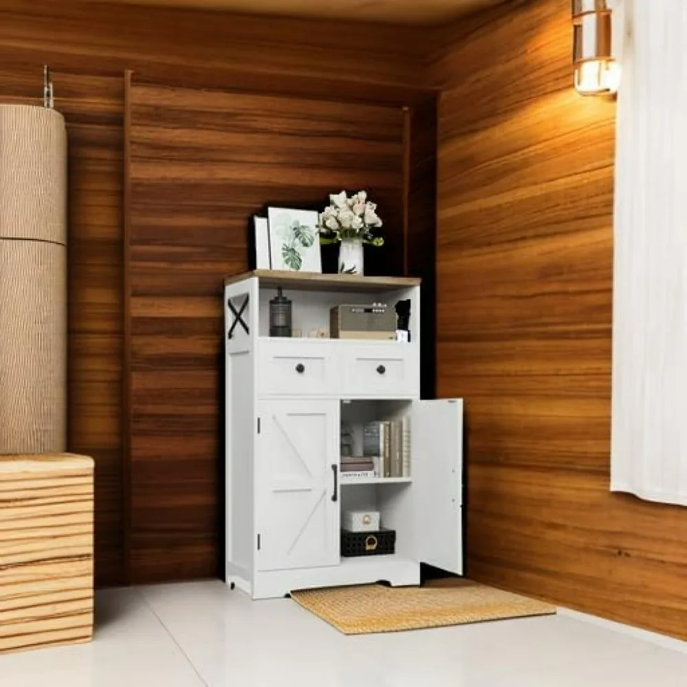 

Bathroom Cabinet with Doors and Drawers, Freestanding Kitchen Pantry Cabinet, Floor Storage Cabinet Hutch Cupboard