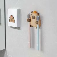 Wall Toothbrush Holder Capybara Toothbrush Storage Adhesive Cute Aesthetic Wall Mounted Tooth Brush Hanger For Shower Mirror RV