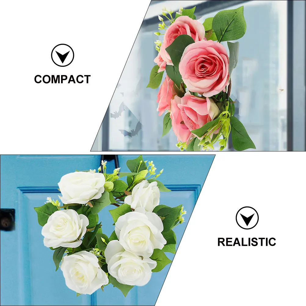 

2Pcs Artificial Rose Ring Realistic Appearance Lightweight Wedding Decoration Floral Bride Centerpiece Garland