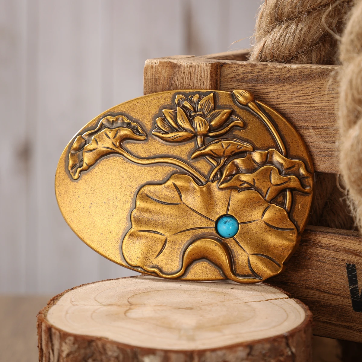 A Belt Buckle Head - A Western Cowboy-Style Belt Buckle Head - A Metal Buckle Head view 3