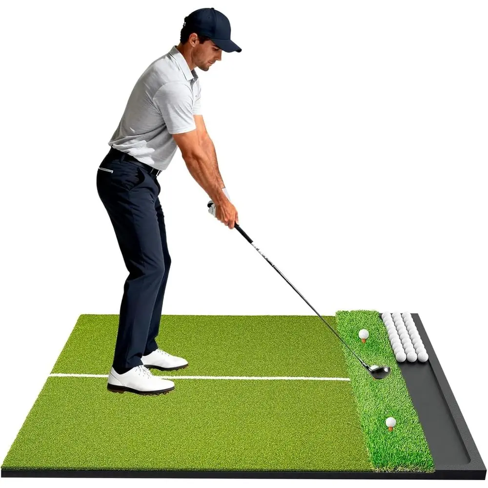 

Portable Golf Hitting Mat with Tray, 5x4 & 6x4 Sizes, 26-31mm Thick, Indoor/Outdoor Practice Aid, Driving and Chipping Pad