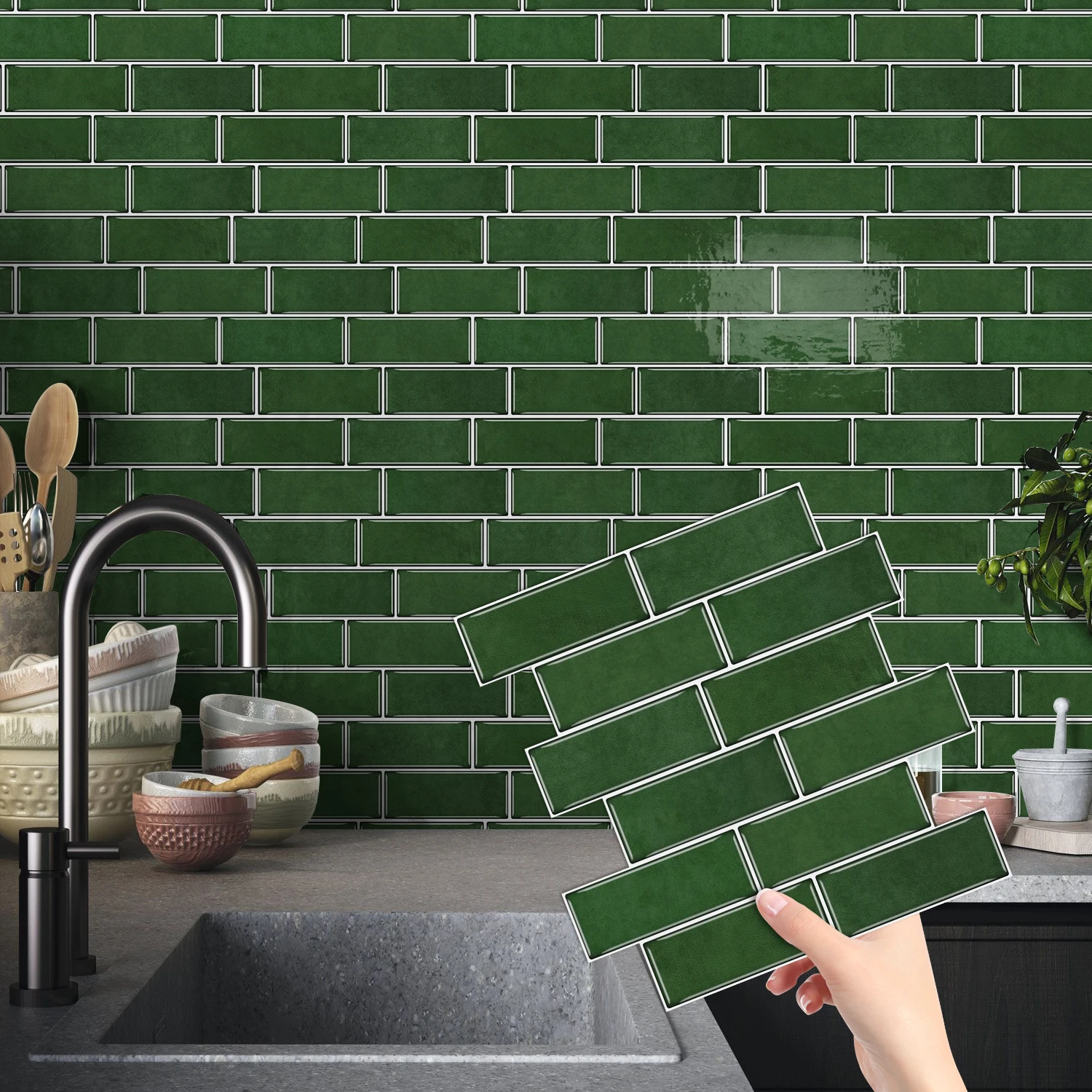 

Peel and Stick Marble Tile Stickers Self Adhesive Waterproof Wall Tiles for Kitchen Bathroom (3/6/9/12/15PCS)