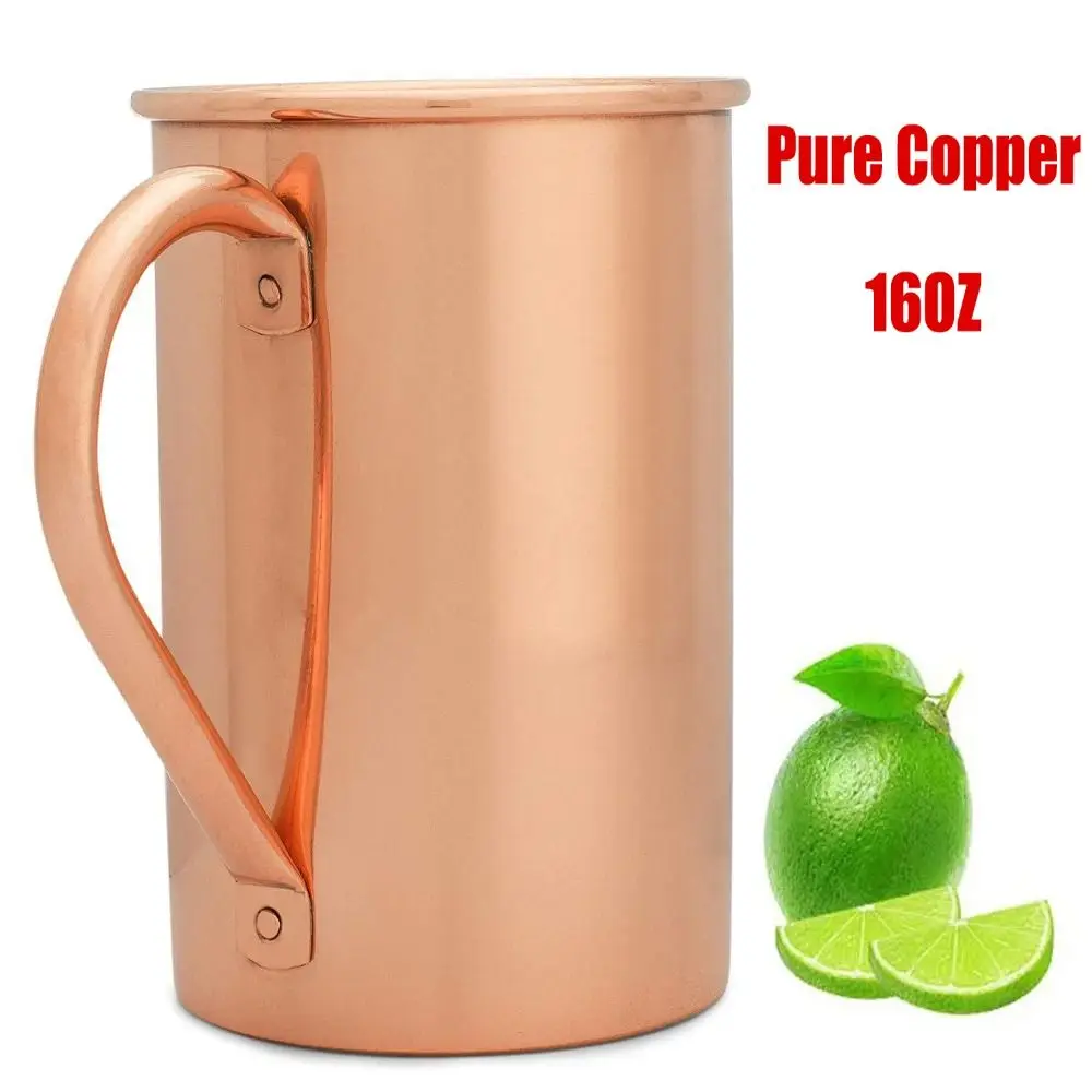 16OZ Pure Copper Cup Straight Handcrafted Moscow Mule Mugs Brushed Appearance Smooth Finish Mug Cup Mules Cocktails Coffee Beer