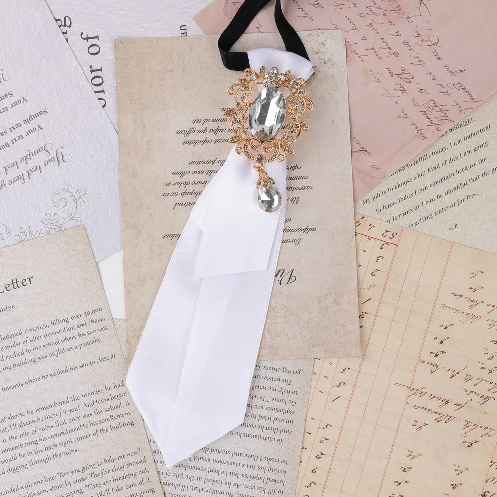 Fabric Bow Tie Rhinestones Shirt Decorative Accessory College Style British Korean Collar Pins Necktie for Women and Men Jewelry - Image 5