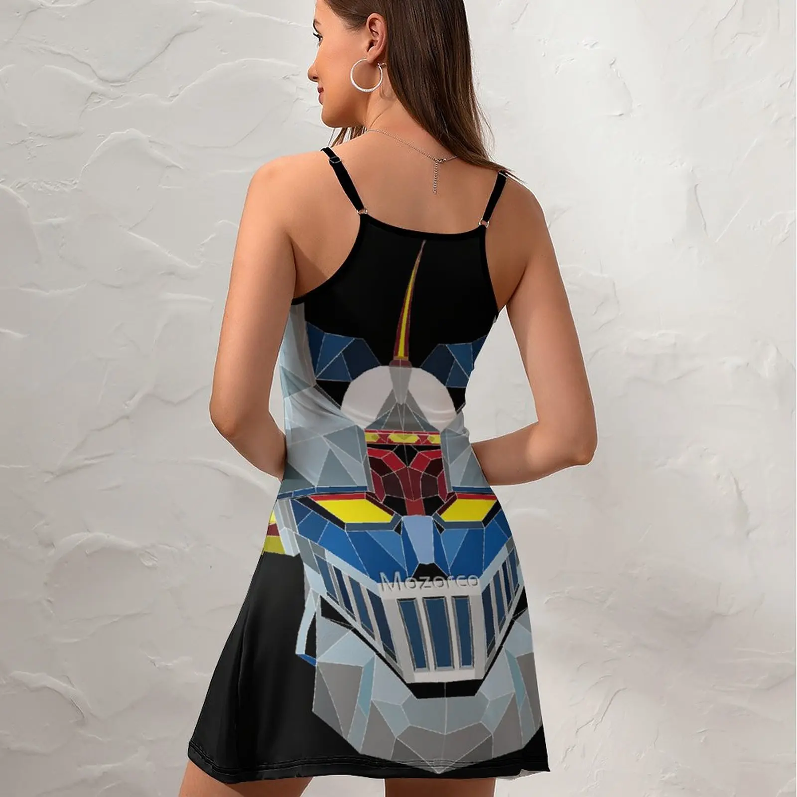 Mazinger Z Linear Low Poly 21  Women's Sling Dress Funny Sarcastic The Dress Graphic Vintage Exotic  Woman's Gown  Parties