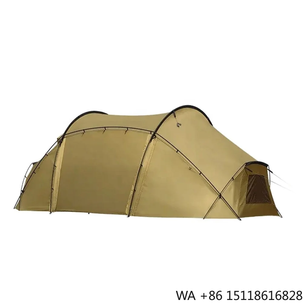 Summer Outdoor Camping Camouflage Double Layer Inflatable Nylon Rainproof Extra Large Tent 6-8 People Two Rooms One Living