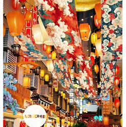 Custom Ceiling Valance Chinese Resturant Izakaya Cuisine Sky Canopy Taverns Indoor Decoration Camping Barbecue Atmosphere Decor