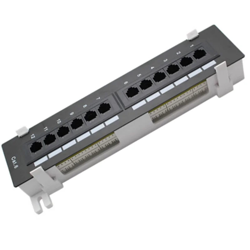 

Well Made-CAT6 12 Port Network Tool Kit Patch Panel RJ45 Wall Mount Rack With Wall Mount Bracket Networking Equipment