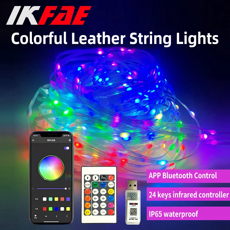 Phantom Color Leather Wire LED Lights, Smart Bluetooth App Control, Waterproof Sound Control, Christmas Outdoor Decoration