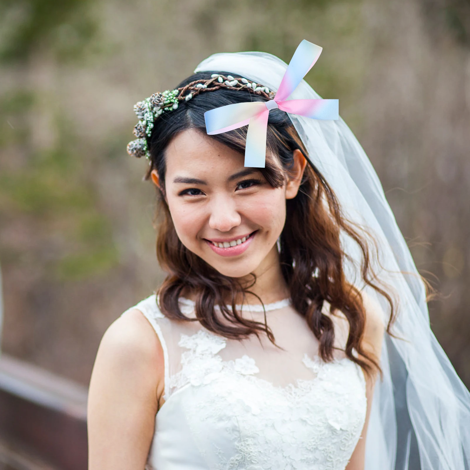 Gradient Webbing Ribbons 3 Rolls Fold Burlap Blue Decorations Gift Christmas DIY Polyester Ribbon Craft Sewing