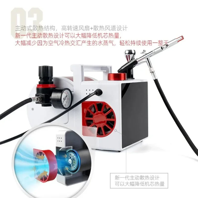 HM-05PRO Desktop High Output Air Pump Low Noise Auto Start Stop Air Compressor For Model Airbrush Painting