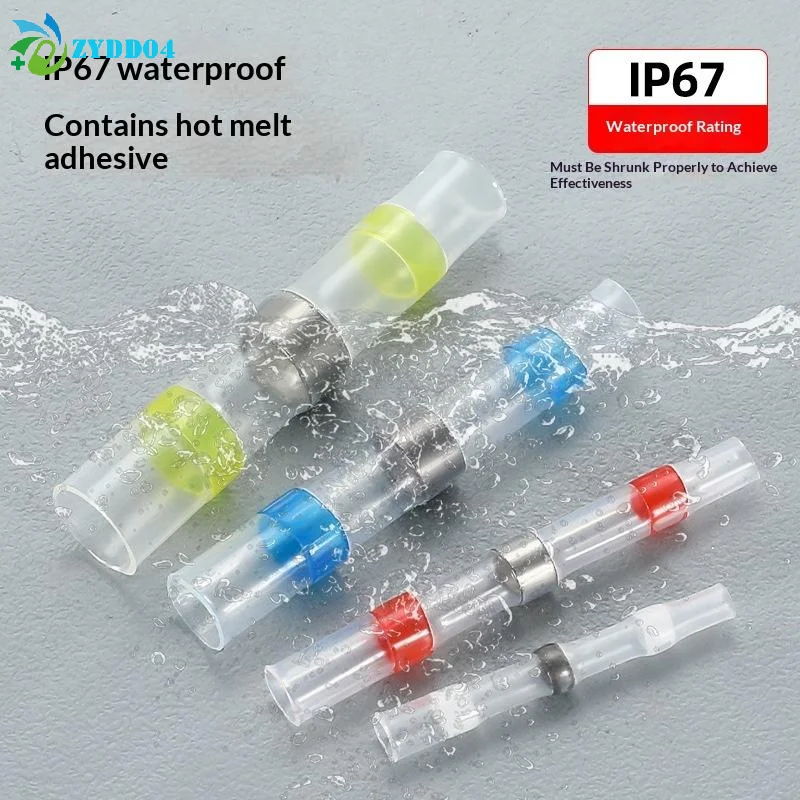 ●100Pcs Waterproof Heat Shrink Tube With Solder Insulation Wire Terminal Connector Heat Shrink Welding Ring Terminal