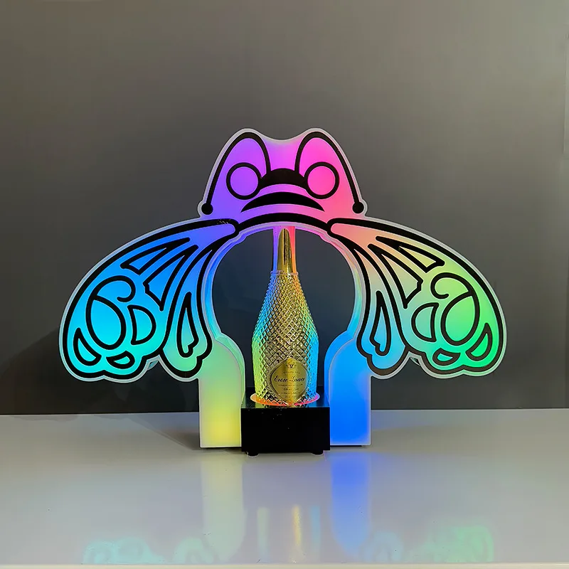 Modern Light Emitting Diode Color Luminous KTV Champagne Red Vodka Display Stand Bee Wine Rack with Party Wine Set