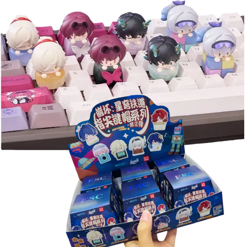 

Mihoyo v2v1 колпачок для ключей, оригинальные штабелируемые фигурки Honkai Star Rail, модная слепая коробка, игрушка, фигурка, украшение для рабочего стола, подарочный орнамент