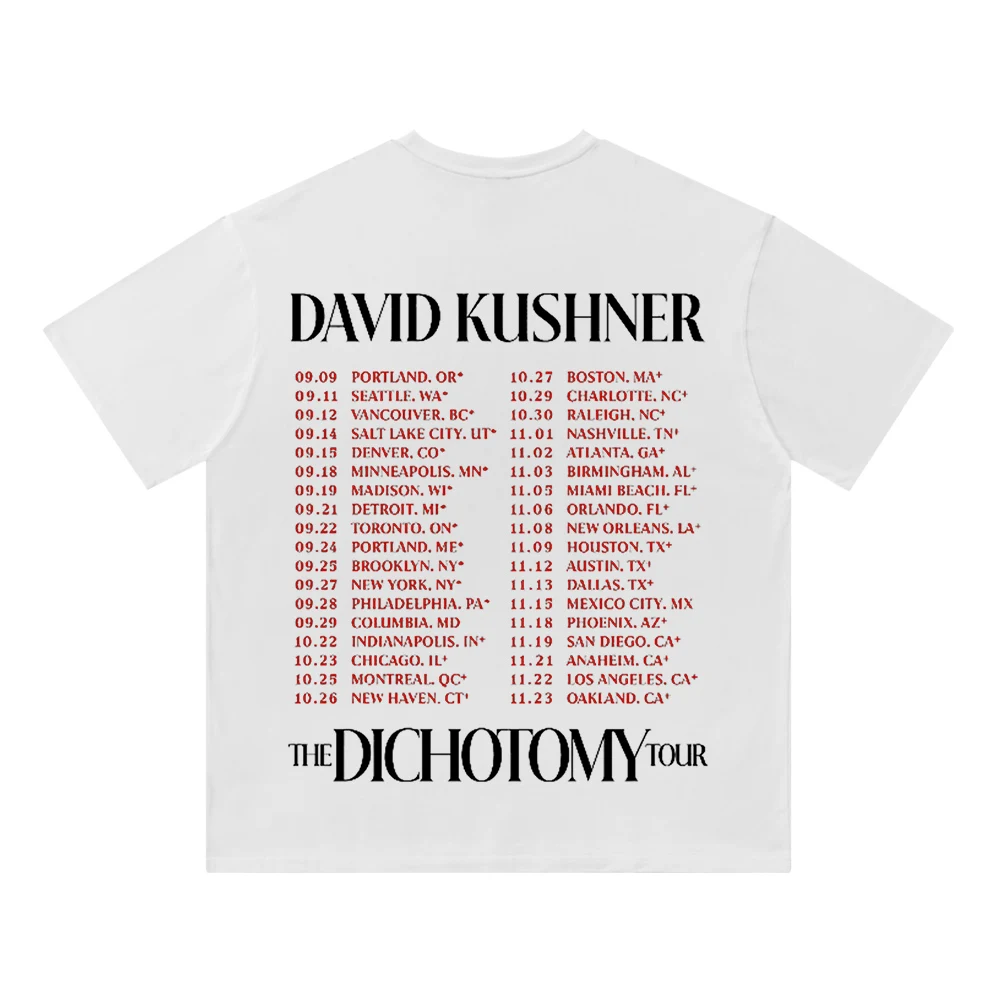 David Kushner The Dichotomy Tour Merch Cotton T-Shirt Streetwear Man/Woman Hip Hop Short Sleeved  Casual Tshirt