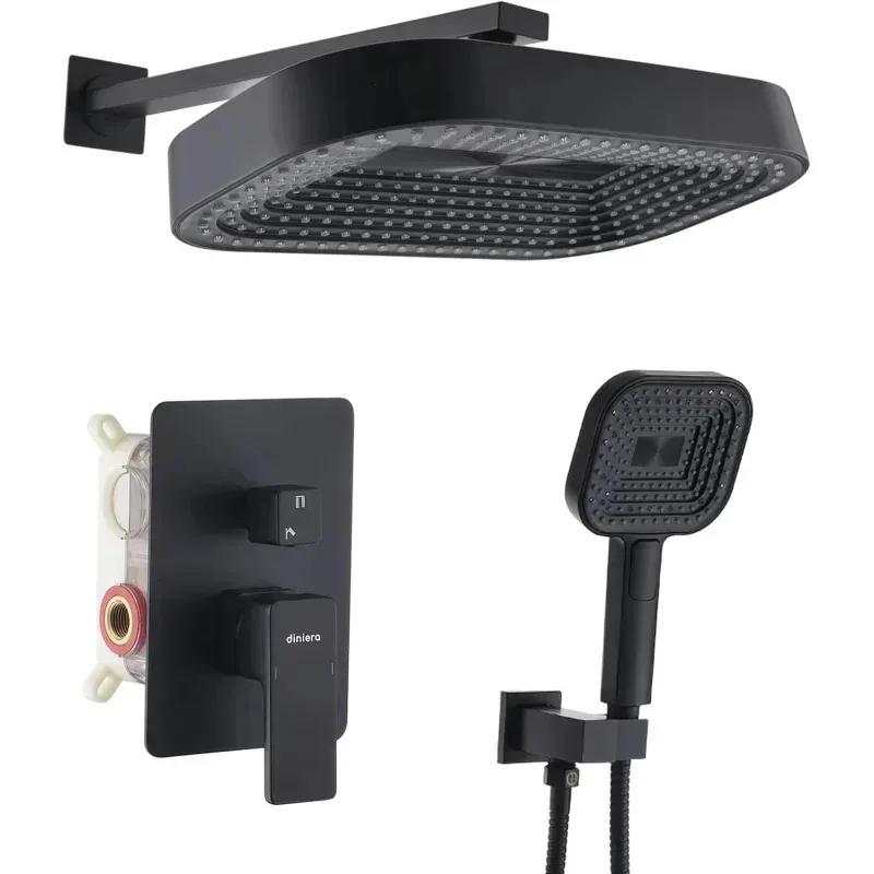 QAZ8-DIERA System Head Handheld Spry.aLuxurious 12"Faucet Set.Bathroom Wall Mounted Shower Fixture with Build-in Brass Valve and