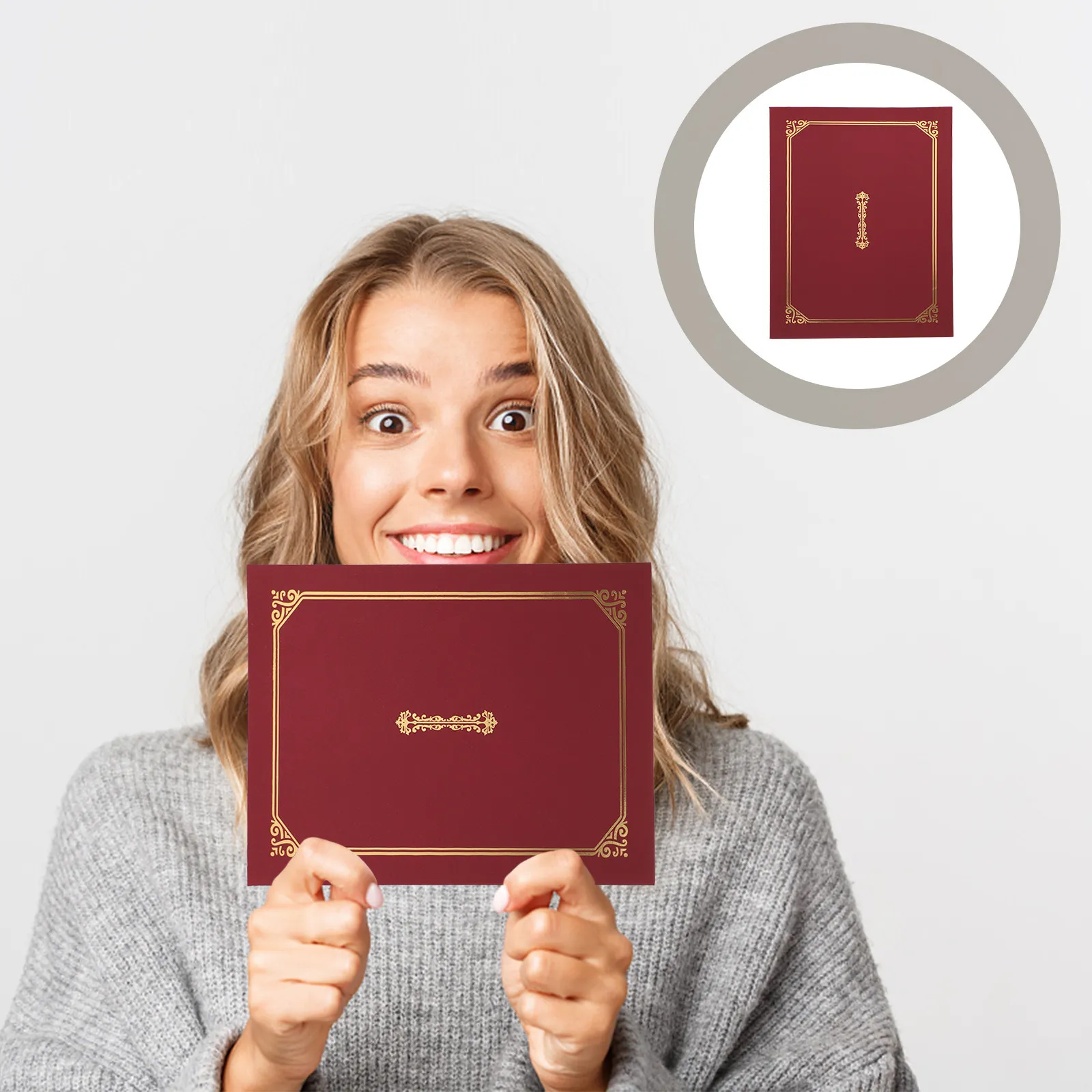 

5Pcs Certificate Covers Gold Stamping Paper Holders Elegant Document Protective Covers Diploma Presentation Frames Award Holders