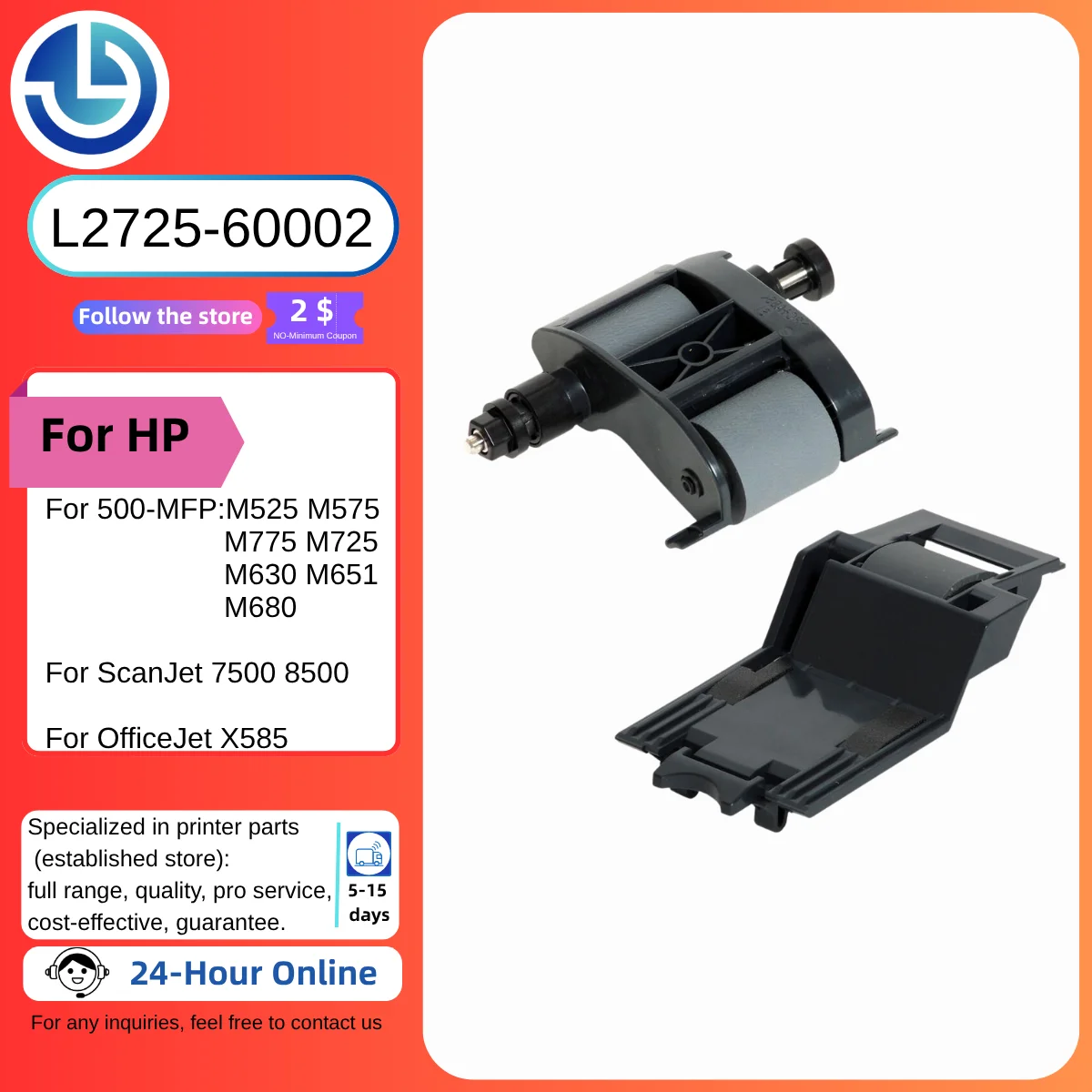 

L2725-60002 ADF Replacement Kit For 500 MFP M525 M575 M775 M725 M630 M651 M680 ForScanJet 7500 8500 ForOfficeJet X585