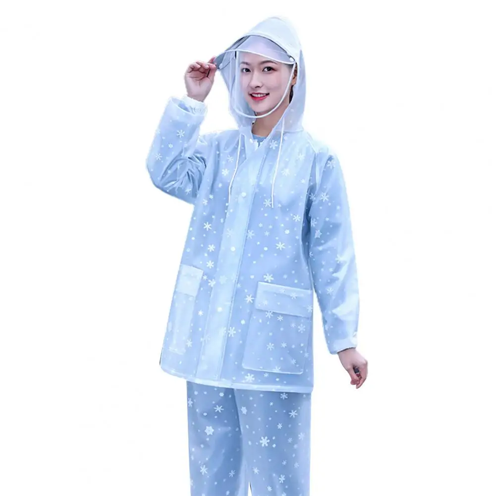 1 Set Raincoat with Pockets Hooded Impermeable Thickened Removable Face Shield Rain Coat for Outdoor