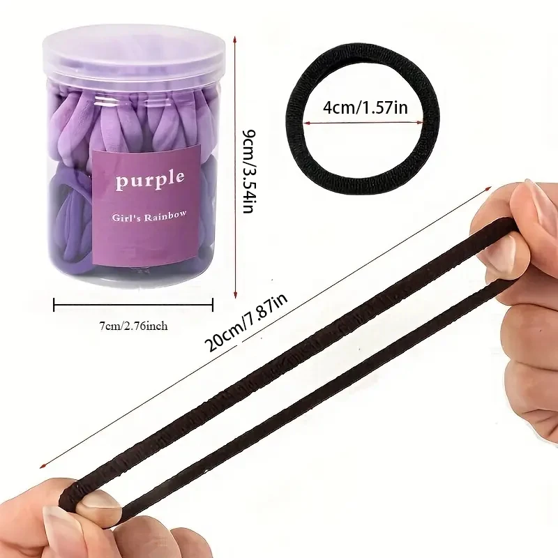 50Pcs Simple Basic Thickened Solid Color Hair Ropes for women High Elastic No damage to hair Hair Ties Fashion Girl rubber band