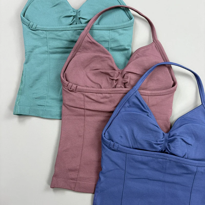 HISTELLO Impact Longline Strappy Top Sports Yoga Vest Women GYM Tank Top Fitness Seamless Open Back Bra Running Workout Halter 6