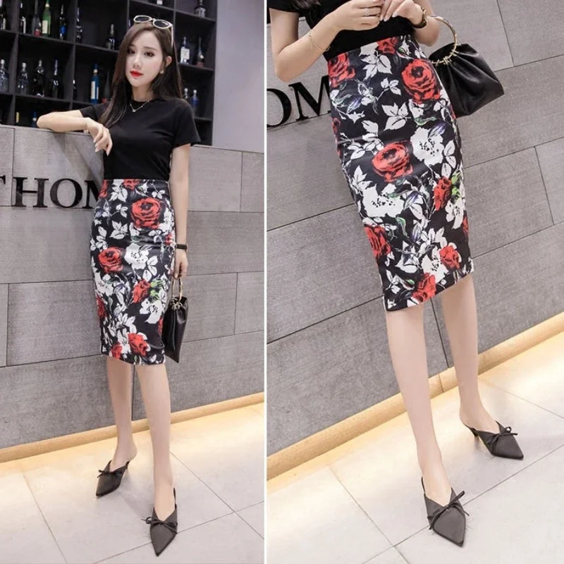 

The new fashion printed pencil skirt for women's summer hip wrap skirt is slimming