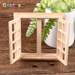 1:12 Dollhouse DIY Miniature Door Window 16 Grids Wooden Square Windows Model Home Doll House Decor Accessories