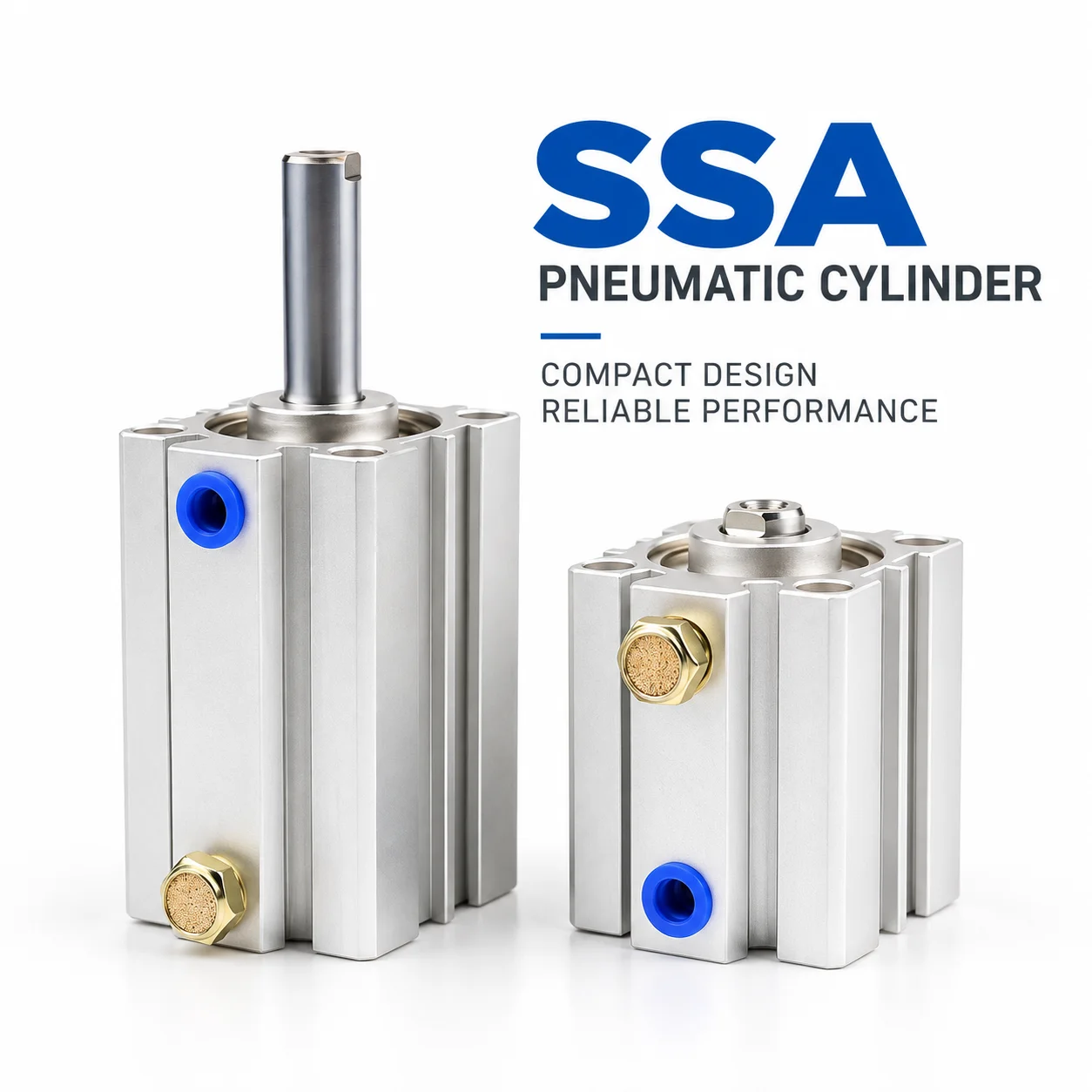 SSA Pneumatic Cylinder Single Acting Thin Compact Air Cylinder Aluminum Alloy Push Out Type Cylinder Bore 12-50mm Stroke 5-100mm