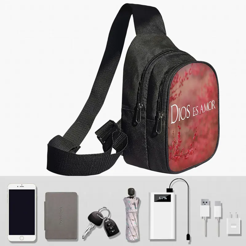 Biblia werset po hiszpańsku torba na klatkę piersiowa chrześcijański prezent torba Crossbody Dios Es Amor torba na ramię Con Dios Todo Es Posible