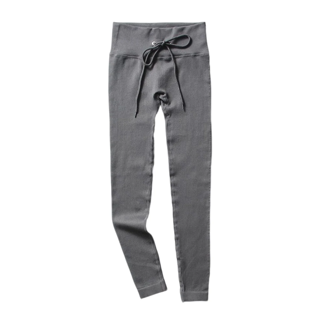 Lady Seamless Ribbed Leggings Fitness Elastic Sportswear Hip Lifting Pants Push Up Ladies Striped Breathable Gym