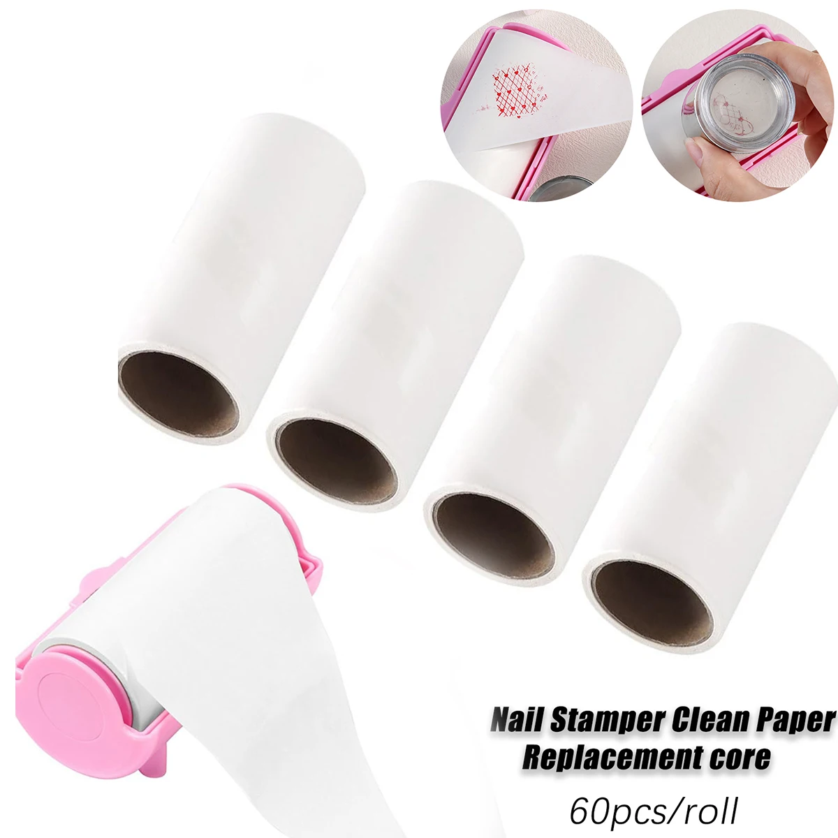 Doppelseitiges Nagelstempel-Blottingpapier 60 Stück/Rolle Entfernt Drucköl Nagelstempel-Reinigungswerkzeuge Klebepapier für Nagelstudios – Detail 2