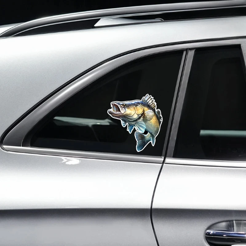 Decal Fishing Big Fish Sea Bass Car Sticker Waterproof for Bumper Rear Window Laptop 15X14.2cm PVC KK