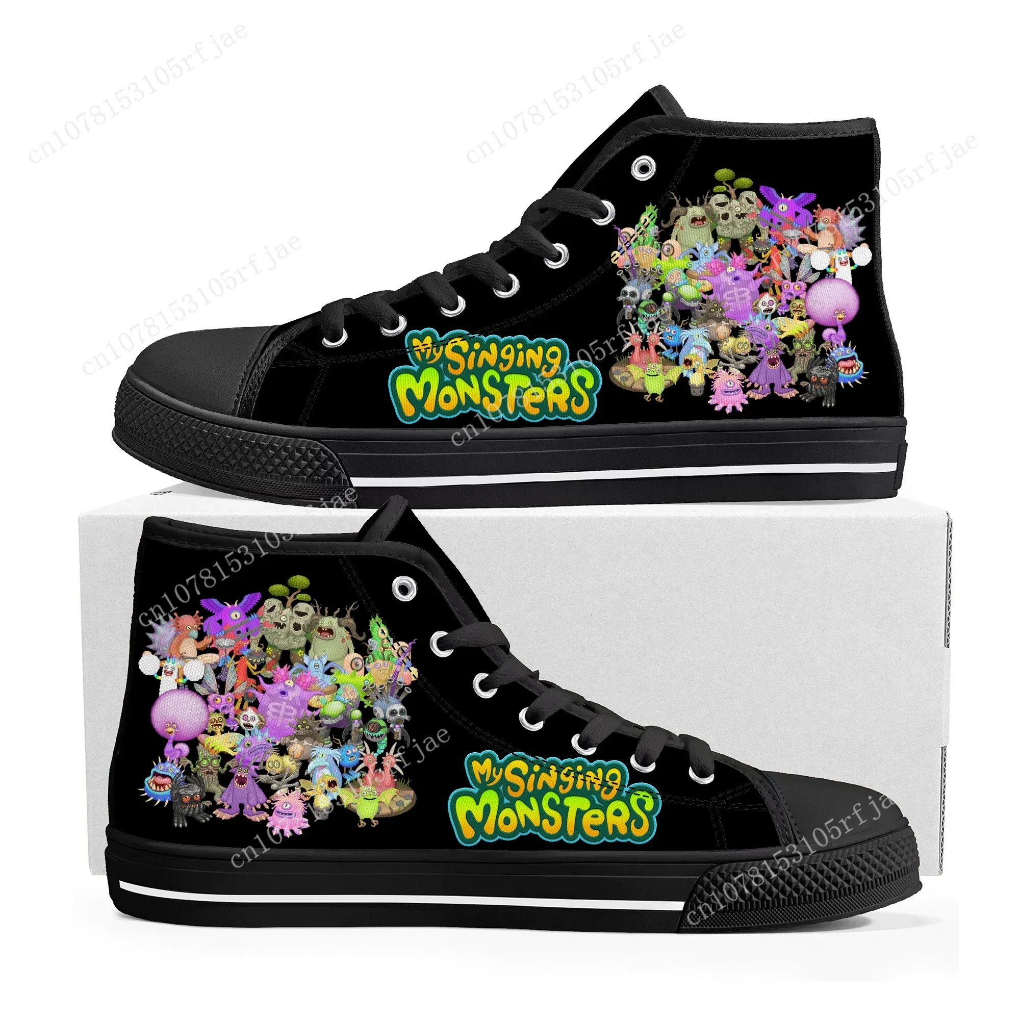 My Singing Monsters High Top Sneakers Cartoon Game Mens Womens Teenager High Quality Canvas Sneaker Custom Built Couple Shoes