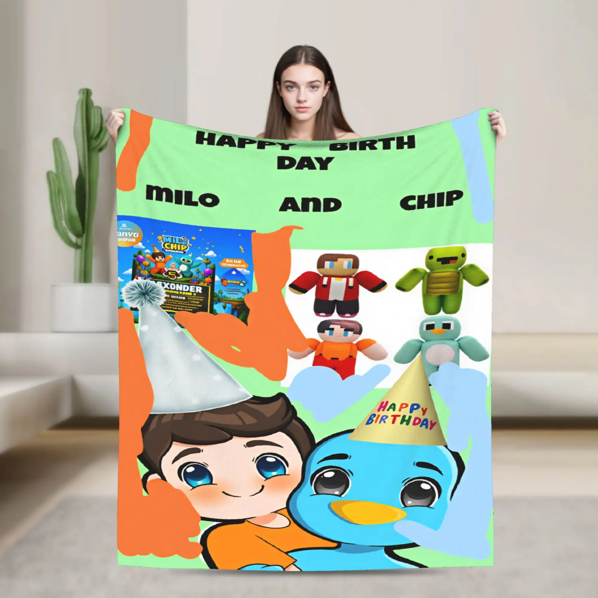 Milo And Chip Blankets Quality Super Warm  Throw Blanket Winter Travel Office Living Room Pattern Bedspread