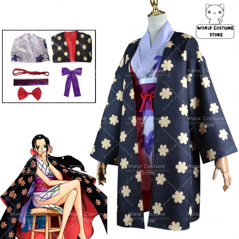 

Japanese Kinomo cos Women Anime Figures Girl Nico Robin Cosplay Costume Digital Printing Uniform Outfit Halloween Kinomo Dress