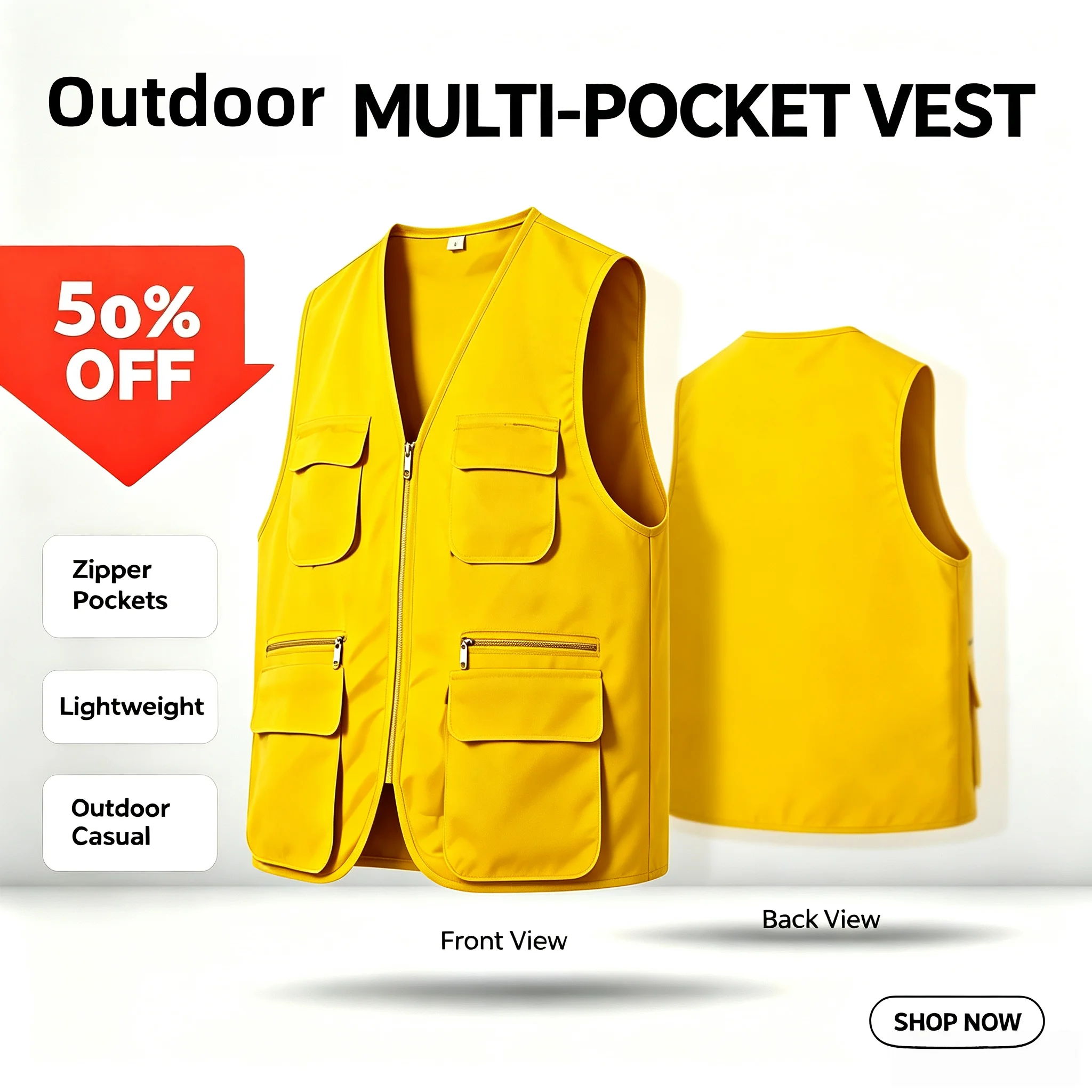 Printing LOGO 2026 Multi-Pocket Classic Vest Courier Logistics Moving Outdoor Work Vest Photographer Travel Team Vest Jacket