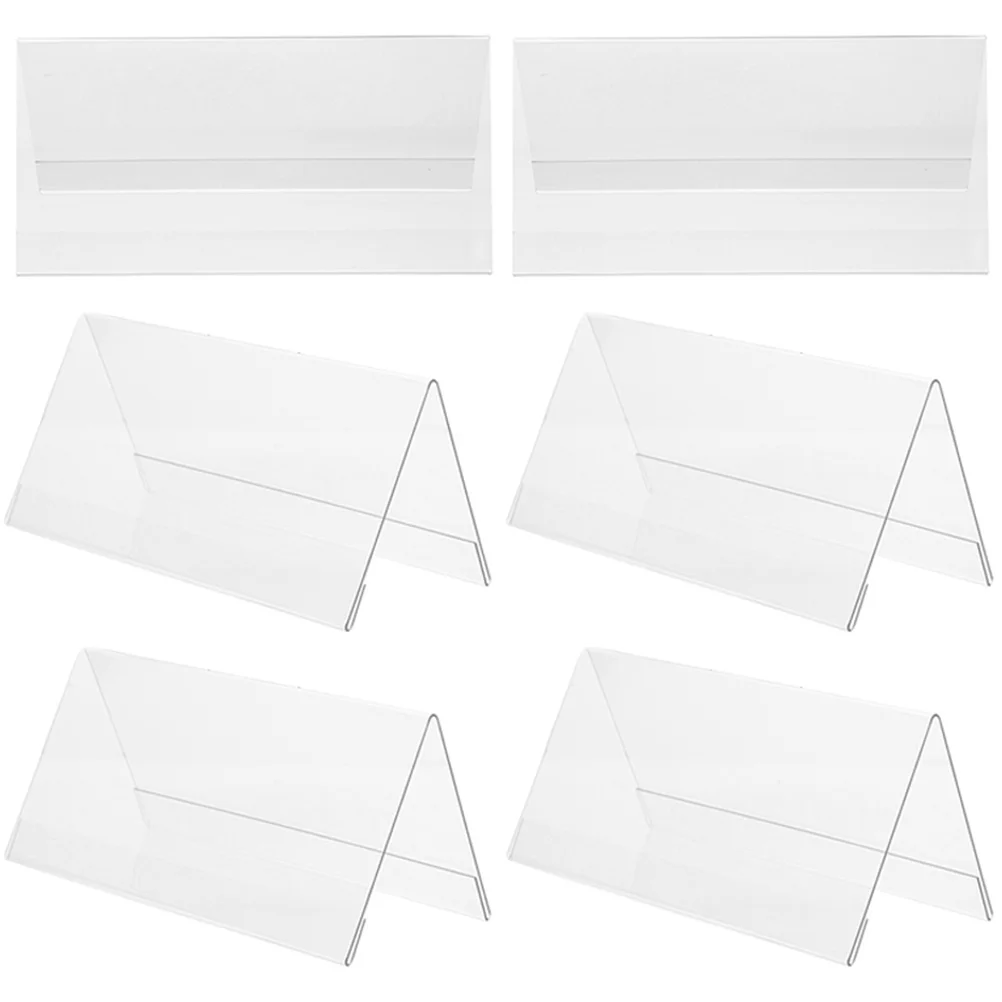 

6pcs 150x100mm Conference Table Cards Reusable Desk Name Plate Office Signs V Acrylic Invitations Blanks Shape Blank
