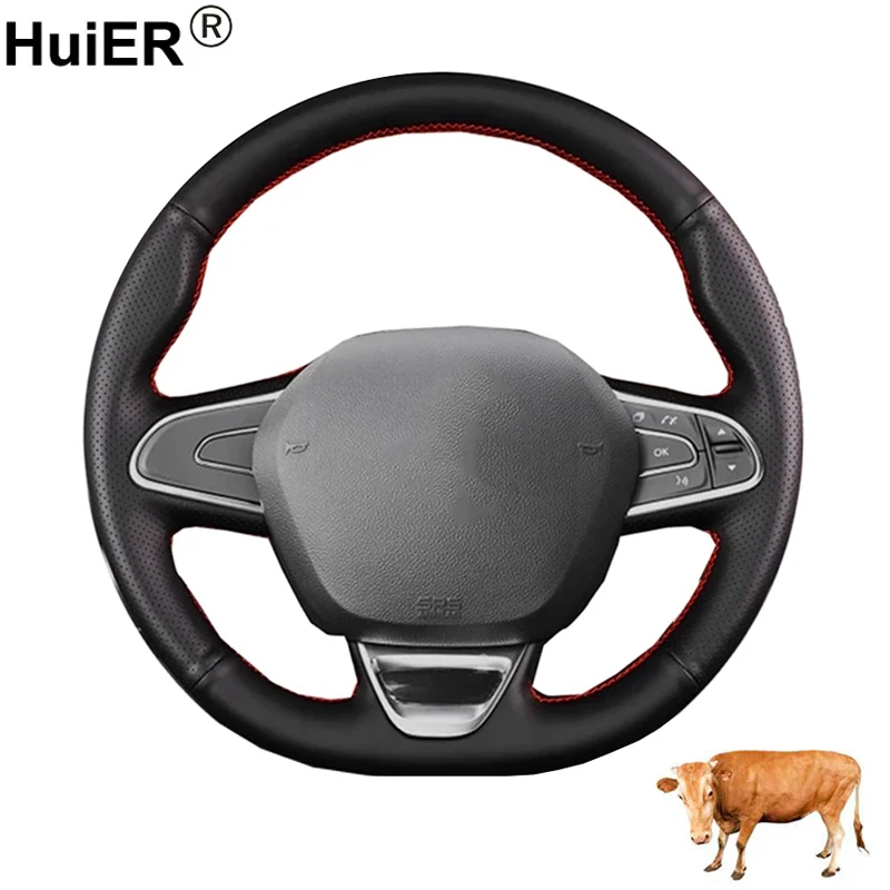 

Hand Sewing Car Steering Wheel Cover Top Cow Leather For Renault Megane IV 2016 - 2022 2023 2024 Braid on Steering-wheel Wrap