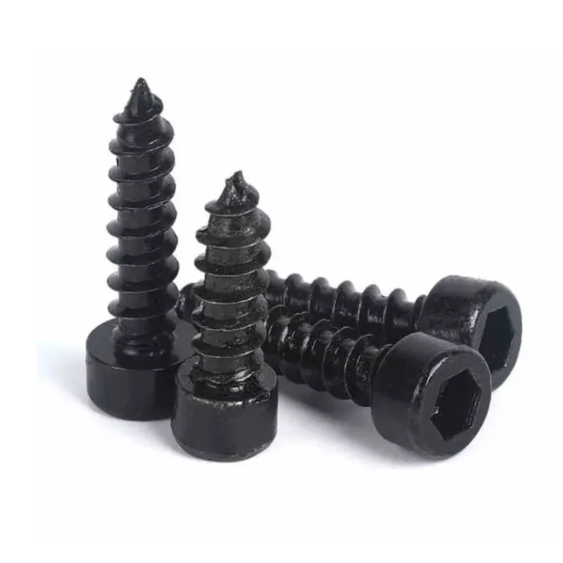 10/20/50/100pcs M2 M2.6 M3 M3.5 M4 M5 M6 Black Carbon Steel Allen Hex Hexagon Socket Cap Head Speaker Wood Self-tapping Screw