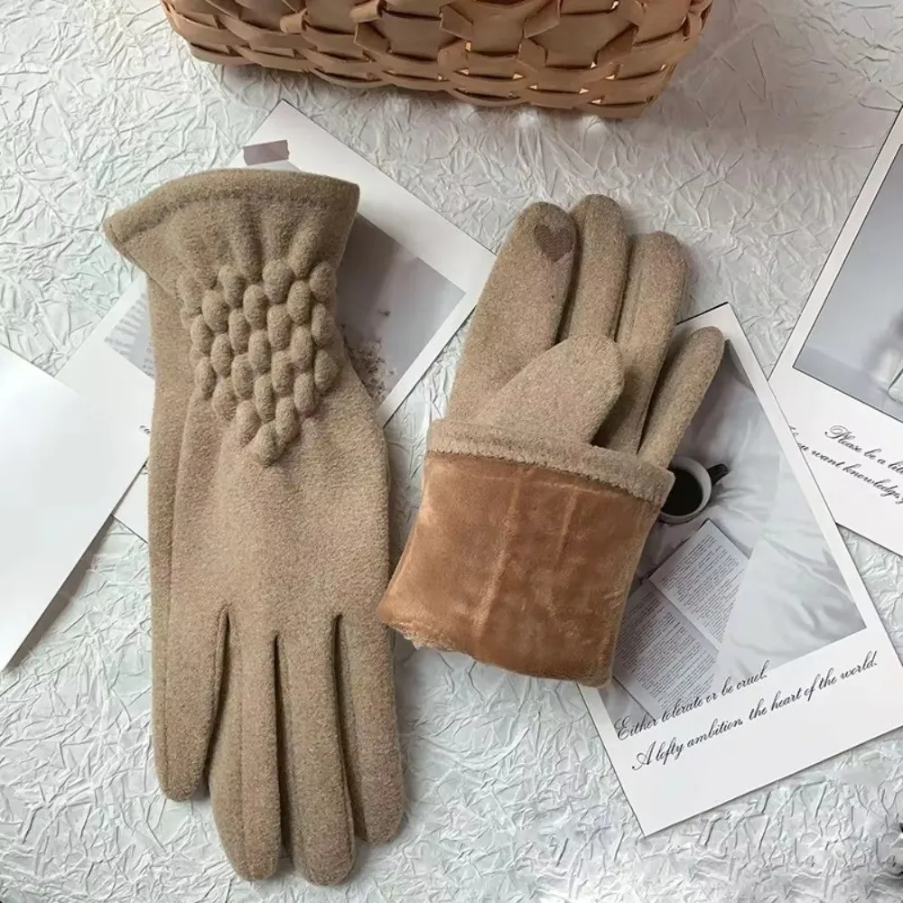 Fashion Winter Touch Screen Gloves Thicken Soft Drive Cycling Gloves Windproof Keep Warm Five Finger Gloves Women Men