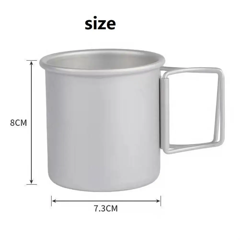 Taza de Camping al aire libre de 300ml con mango plegable, taza portátil ultraligera de aleación de aluminio para senderismo al aire libre y cocina