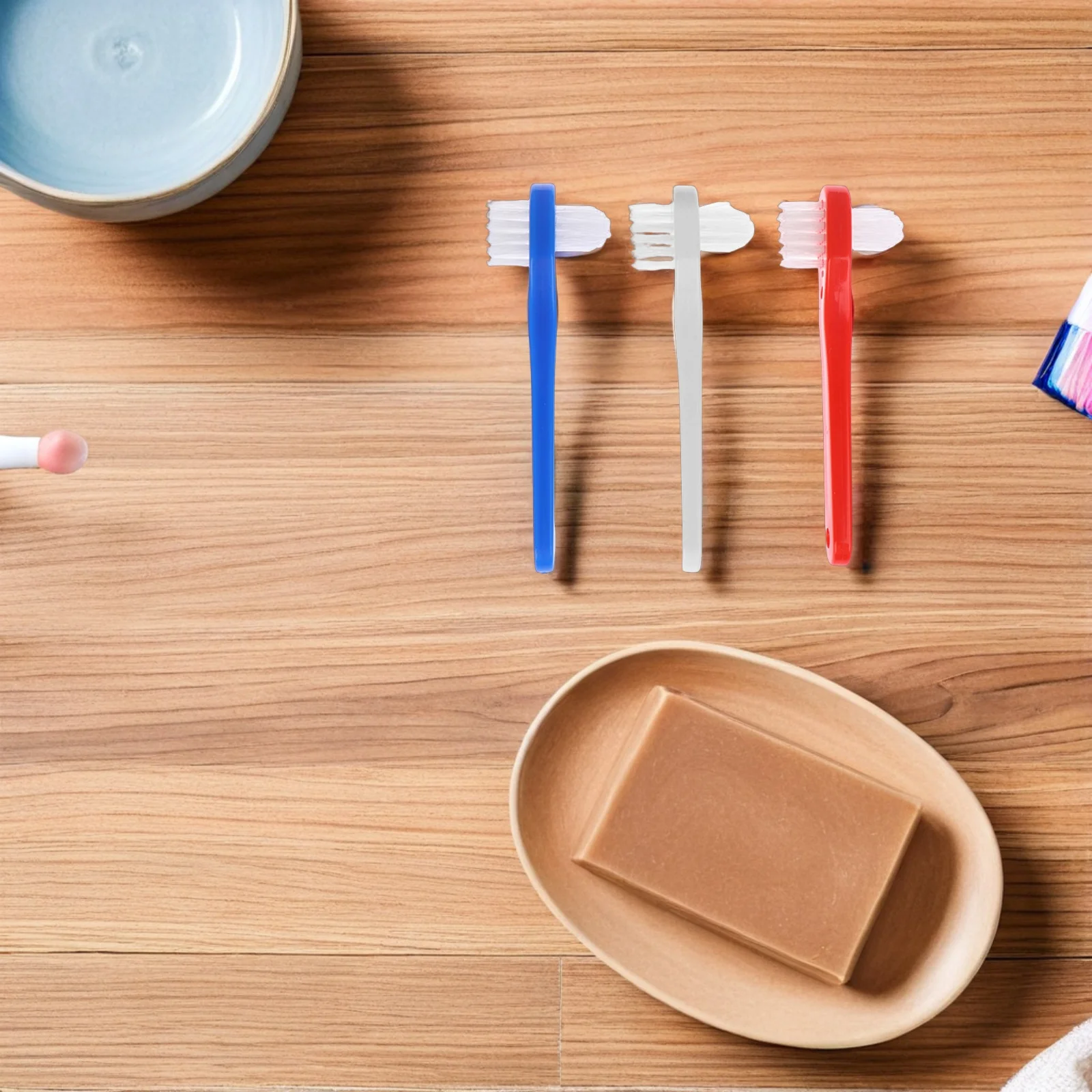 

3Pcs Adult Denture Cleaning -Shaped Lightweight Easy Grip Medium Hardness Bristles Small Toothbrush Head for Hard to