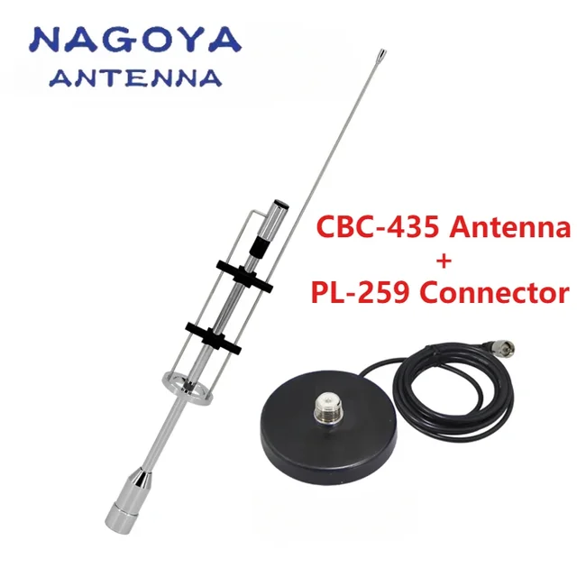 CBC-435 Dwuzakresowa antena UHF VHF 145/435 MHz ze złączem PL-259 CBC435 i adapterem podstawy do montażu magnetycznego do mobilnego radia samochodowego Ham