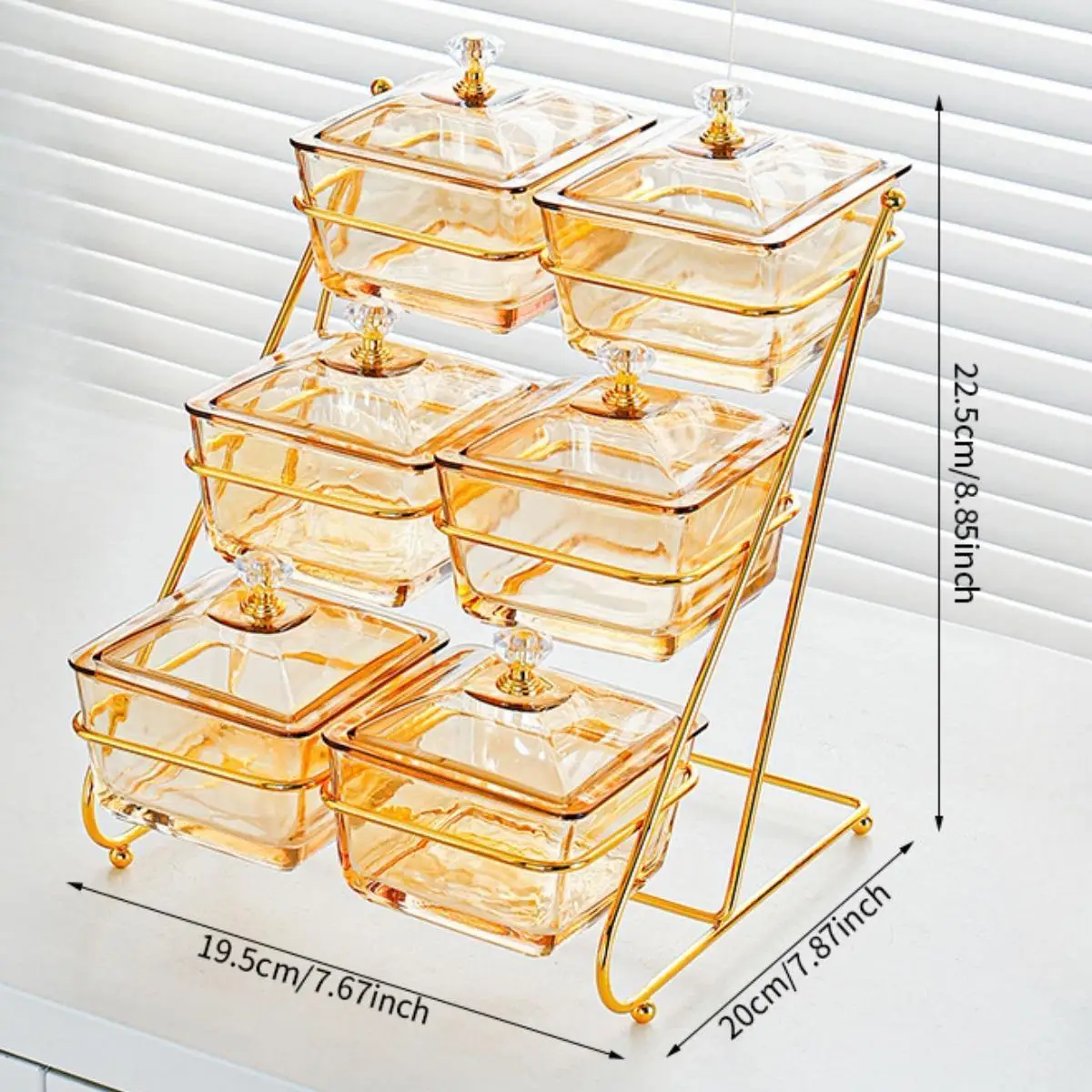 Serving Bowl with Lid and Rack Platter Tiered Food Storage Organizer Divided Serving Tray for Nuts Banquet Party Living Room